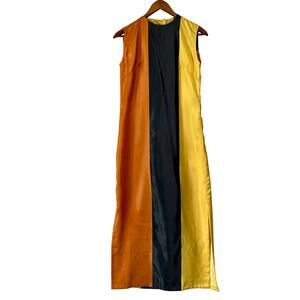 True 60s Handmade Mod Colorblock Column Dress Audrey Hepburn Vibes XS